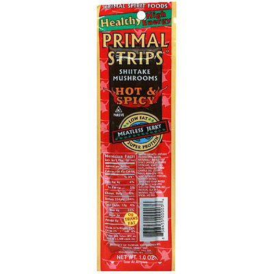 Puffins Primal Strips Jerky Meatless Shitake, 1 oz. (Pack of 24)
