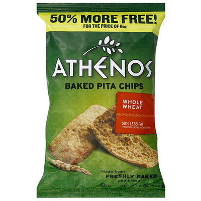Athenos Whole Wheat Baked Pita Chips, 9 oz (Pack of 12)