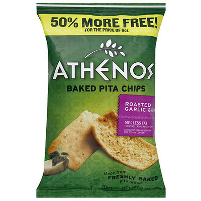 Athenos Roasted Garlic & Herb Baked Pita Chips, 9 oz (Pack of 12)