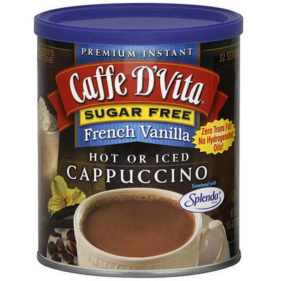 Caffe D'Vita Premium Instant Sugar Free French Vanilla Cappuccino, 8.5 oz (Pack of 6)