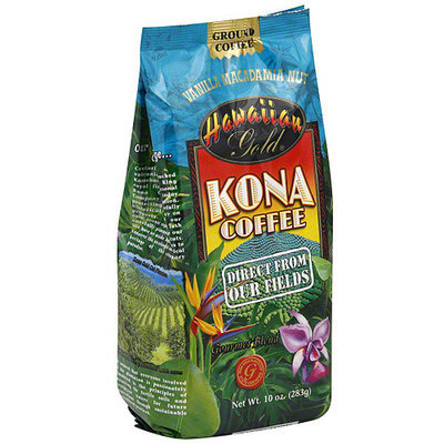 Hawaiian Gold Kona Vanilla Macadamia Nut Ground Coffee, 10 oz (Pack of 6)