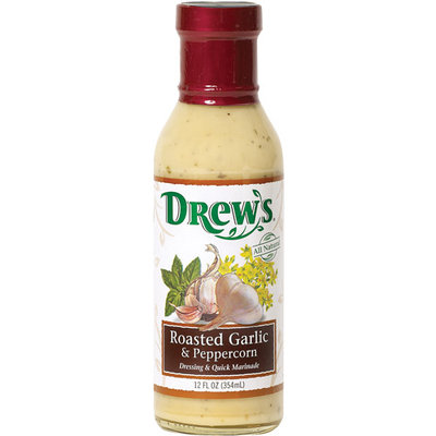 Drew's Roasted Garlic & Peppercorn Dressing & Quick Marinade, 12 oz (Pack of 6)