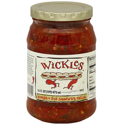 Wickles Hoagie & Sub Sandwich Relish, 16 oz (Pack of 12)
