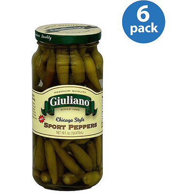 Giuliano Chicago Style Sport Peppers, 16 fl oz, (Pack of 6)
