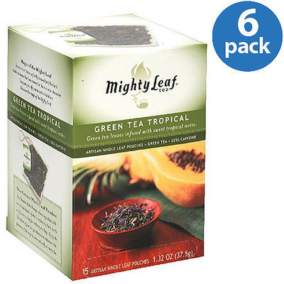 Mighty Leaf Green Tea Tropical Tea Pouches, 1.32 oz, (Pack of 6)