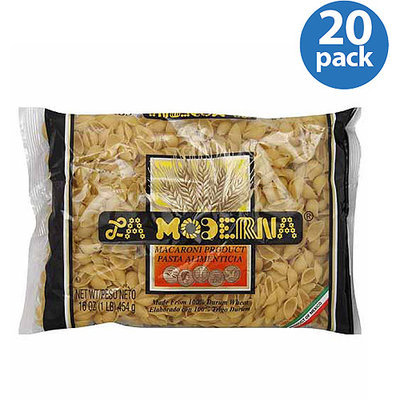 La Moderna Shells Pasta Macaroni Product, 16 oz, (Pack of 20)