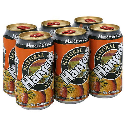 Hansen's Mandarin Lime Soda, 6 count, (Pack of 4)