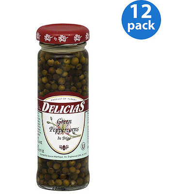 Delicias Green Peppercorns in Brine, 3.5 oz, (Pack of 12)