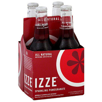 IZZE Sparkling Pomegranate Flavored Juice Beverage, 4 count, (Pack of 6)