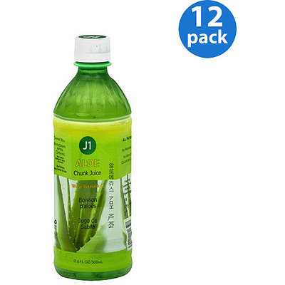 Jayone Aloe Chunk Juice, 16.9 fl oz, (Pack of 12)
