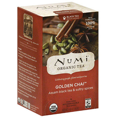 Numi Golden Chai Black Tea Bags, 18 count, (Pack of 6)