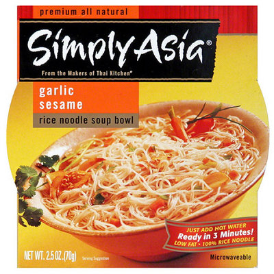 Simply Asia Garlic Sesame Rice Noodle Soup Bowl, 2.5 oz, (Pack of 6)