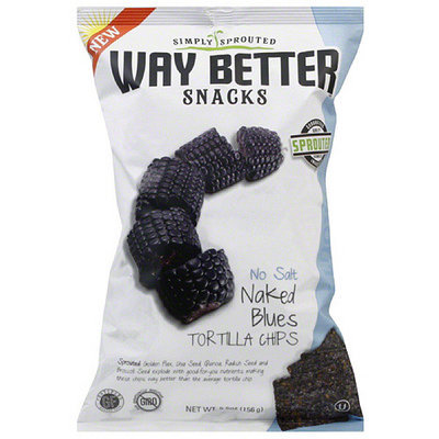 Way Better Snacks No Salt Naked Blues Tortilla Chips, 5.5 oz, (Pack of 12)