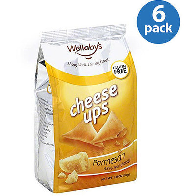 Wellaby's Cheese Ups Gluten-Free Parmesan Snacks, 3 oz, (Pack of 6)