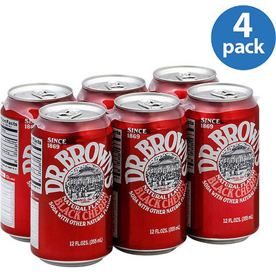 Dr. Brown's Black Cherry Soda Soda, 12 fl oz, (Pack of 4)