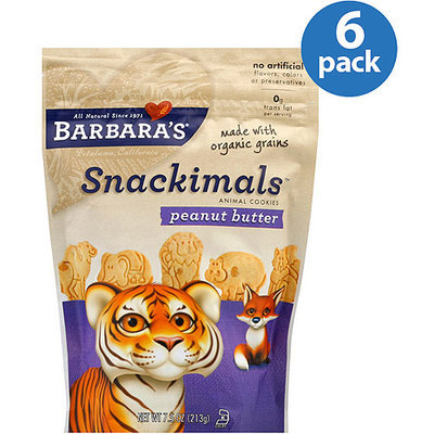 Barbaras Barbara's Bakery Snackimals Peanut Butter Animal Cookies, 7.5 oz (Pack of 6)
