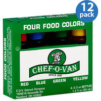 Chef O Van Chef-O-Van Food Colors, 1.2 oz, 4 count (Pack of 12)