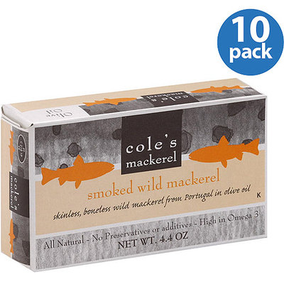 Cole's Smoked Wild Mackerel, 4.4 oz, (Pack of 10)