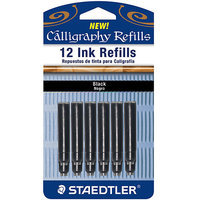 Staedtler 373276 Calligraphy Pen Ink Refills 12-Pkg-Black