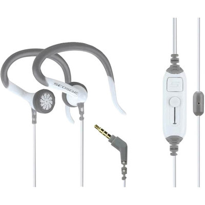 Scosche HPSC63M Sport-Clip Earbuds with Sideline Remote and Microphone, White/Gray