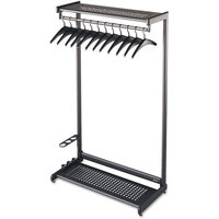 Quartet Black Single-side Garment Rack with Two Shelves