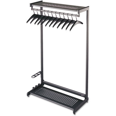 Quartet Black Single-side Garment Rack with Two Shelves