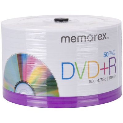 Memorex Dvd Recordable Media - Dvd+r - 16x - 4.70GB - 50 Pack Spindle - 120mm2 Hour Maximum Recording Time (99179)