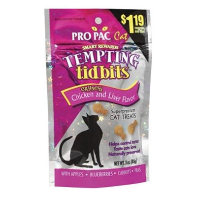 Midwestern Pet Foods Inc Midwestern Pet Food PF71710 Pro Pac Tempting Tidbits Chicken - Liver Cat Treat, 0. 5 lbs.