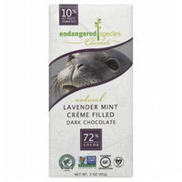 Endangered Species Chocolate Creme Filled Dark Chocolate 72% Cocoa Lavender Mint 3 oz
