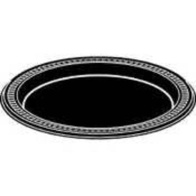 Huhtamaki Round Heavyweight Plastic Plates, 7in. Diameter, Black, Pack Of 125