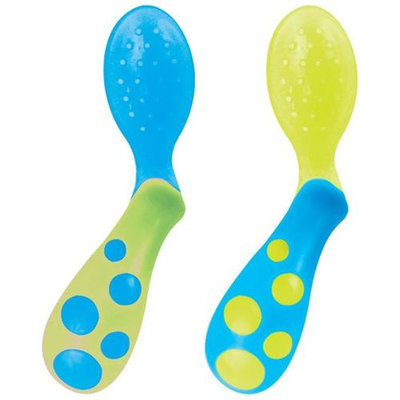 Sassy Less Mess Toddler Spoon - 2 pk - Pink & Orange