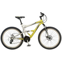 Mongoose 26 inch Status 3.0 Full Suspension Bike - Mens- Silver/Yellow