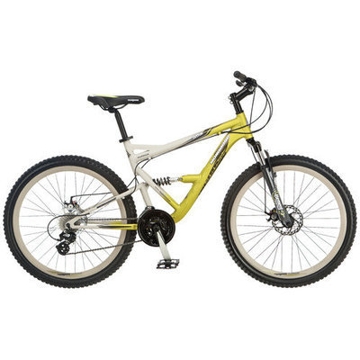Mongoose 26 inch Status 3.0 Full Suspension Bike - Mens- Silver/Yellow