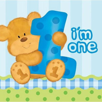 Creative Converting Bear's 1st Birthday Boy Lunch Napkins