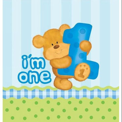 Creative Converting Bear's 1st Birthday Boy Plastic Tablecover