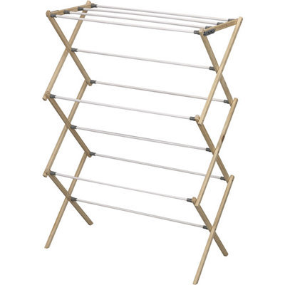 Pine Wood Foldable Drying Rack by Household Essentials
