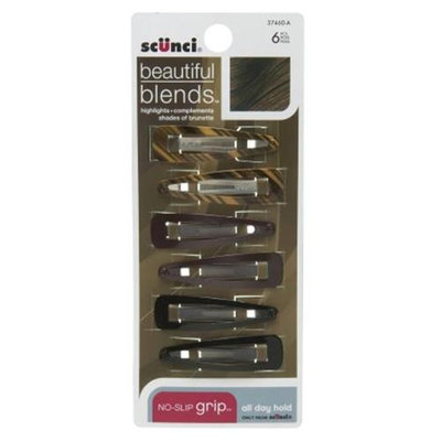 SCUNCI 6 Count Beautiful Blends Brown Snap Clips