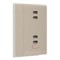RCA Wall Plate USB Charger in Almond
