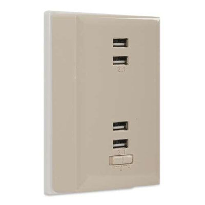 RCA Wall Plate USB Charger in Almond