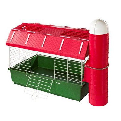 Kaytee Barn & Hay Silo Guinea Pig & Dwarf Rabbit Habitat, 31.5