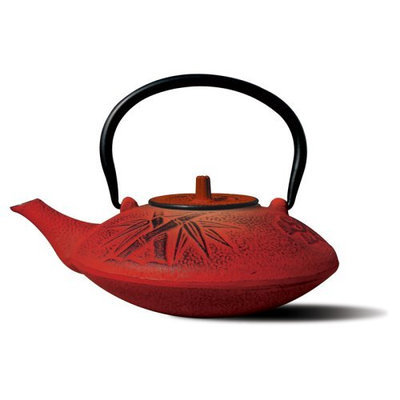 Old Dutch 37 oz. Cast Iron Sakura Teapot in Red 1010RD