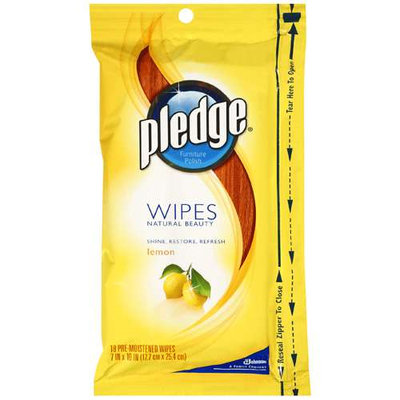 Pledge Lemon Scent Wet Wipes, Cloth, 24/Pack