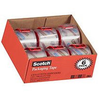 Scotch - 3850 Shipping Packaging Tape, 2 x 27.7YD - 6 Rolls w/Dispensers