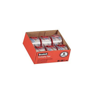 Scotch - 3850 Shipping Packaging Tape, 2 x 27.7YD - 6 Rolls w/Dispensers