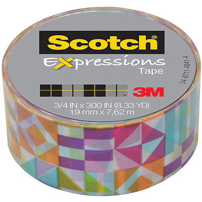Scotch(R) Expressions Tape With Dispenser, 3/4in. x 300in, Glyphs