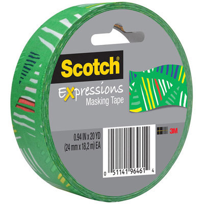 Scotch(R) Expressions Decorative Masking Tape, 1in. x 60ft, Striped Triangles