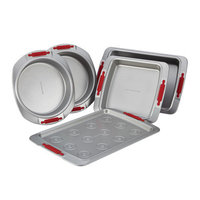 Cake Boss Deluxe Nonstick Bakeware 5-pc. Bakeware Set with Red Silicone Grips