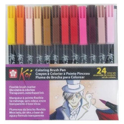 Koi XBR-24SA 24-Color Set Coloring Brush Pen