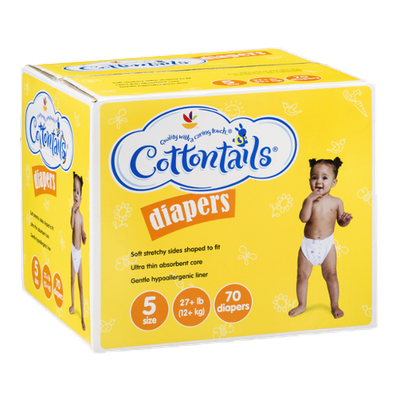 Ahold Cottontails Diapers 5 Size (27+ lb) - 70 CT