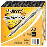 BIC - Round Stic Ballpoint Pen, Black Ink, Medium - 72 Pens